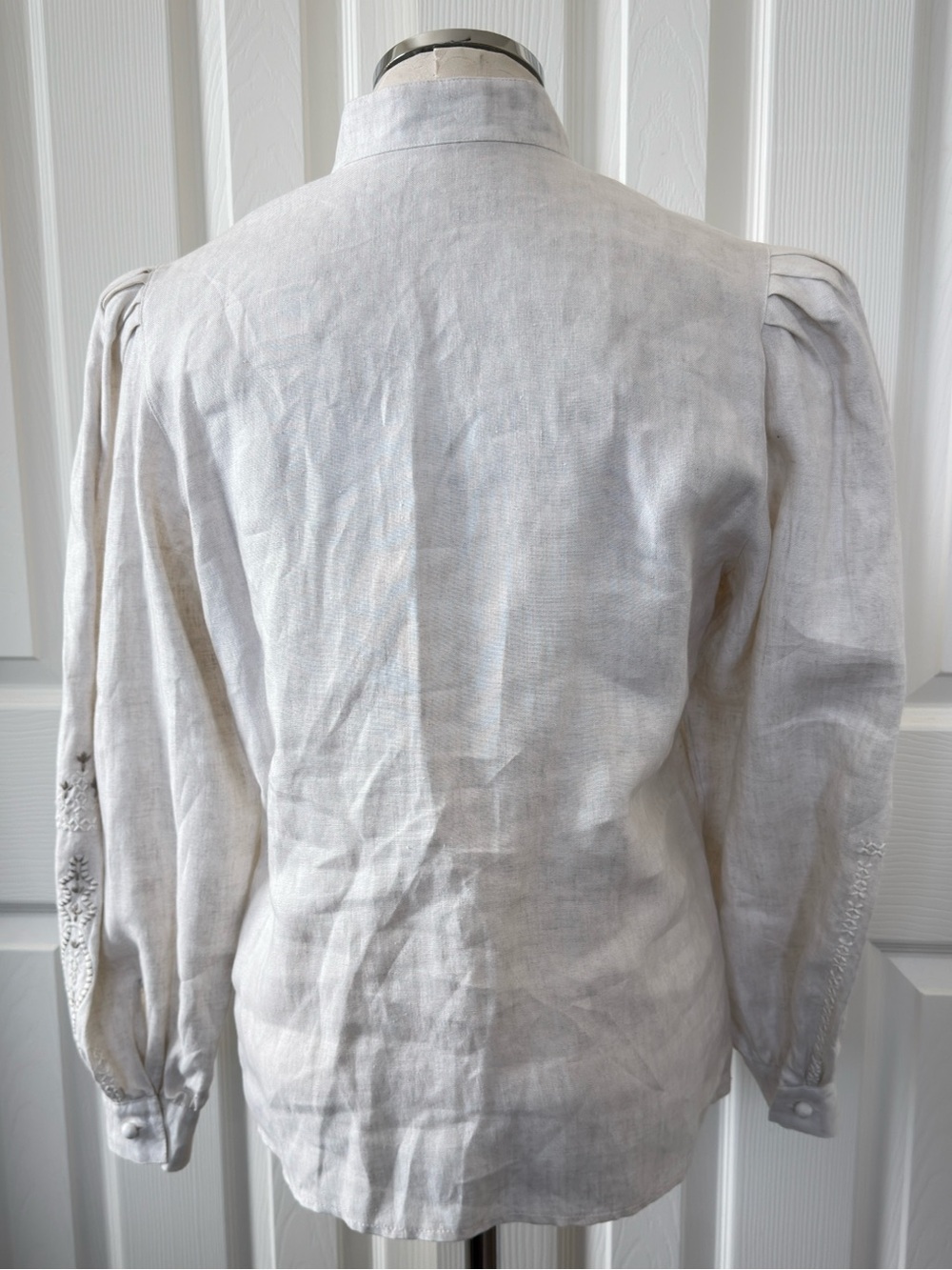 Vintage Landhaus Alpine Dirndl Cottagecore Folk Linen Pleated Top EU 38 US 8 - Picture 4 of 10